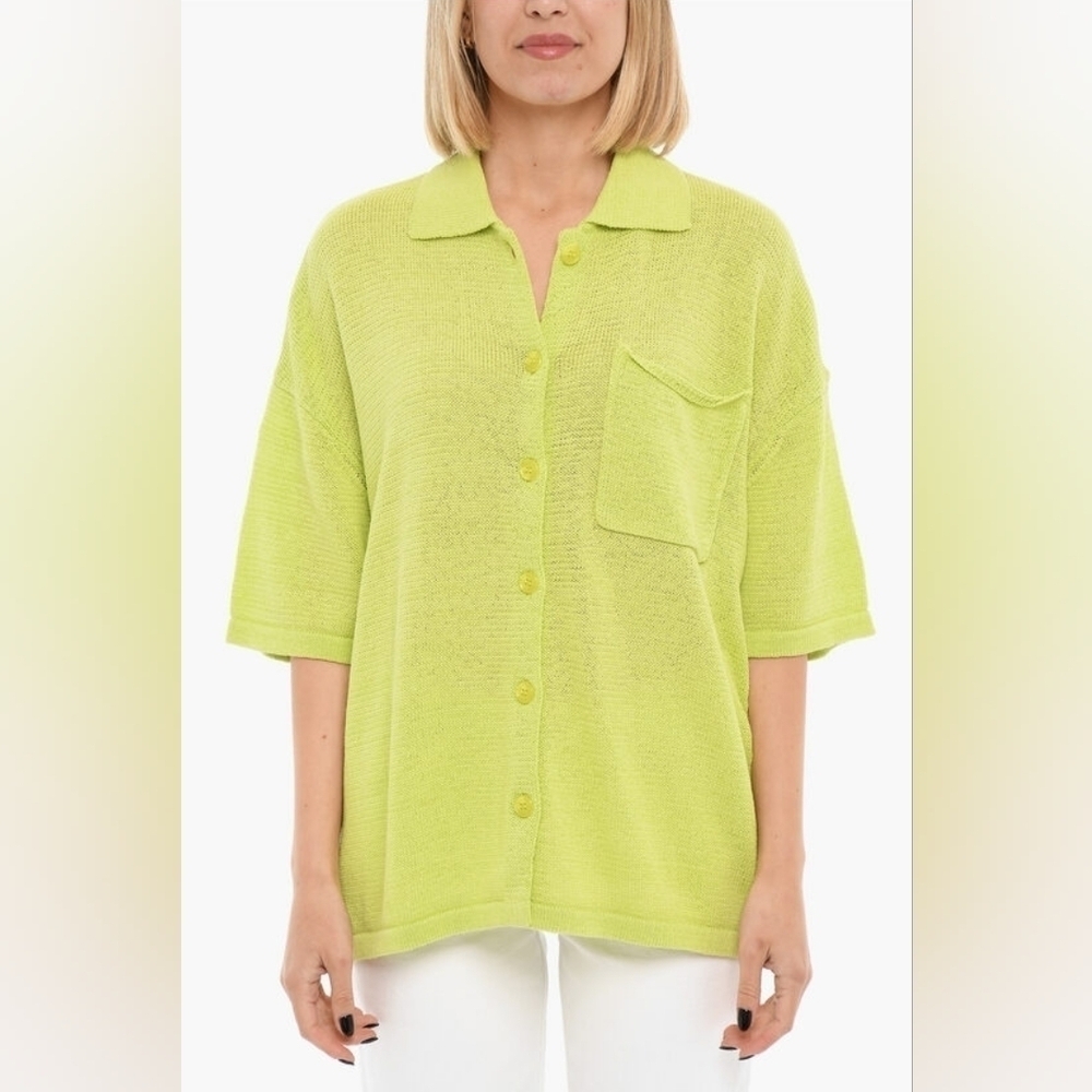 Samsoe Samsoe Green Neon Knit Mel Short Sleeve Top sz Medium